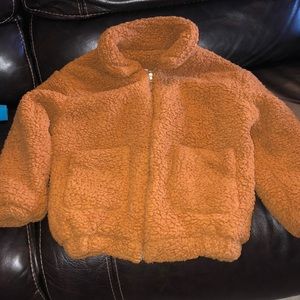 Fluffy Brown Jacket With Pockets Medium